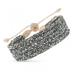 Bracelet MAXI NILA 1 GOLD SILVER SHINNY EUCALYPTUS - fils d'or tressés - Maaÿaz