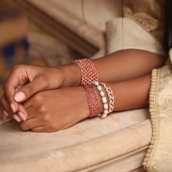 Bracelet LUMA 1 PEACH SCINNAMON CHERRY - fils d'or tressés