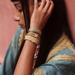 Bracelet ajustable MAXI IRIS - Fils d'or tressés