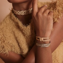 Bracelet ajustable MAXI IRIS - Fils d'or tressés