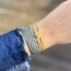 Bracelet MAXI LUNA 1 GOLD SILVER SHINNY EUCALYPTUS - fils d'or tressés