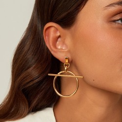 Boucles d'oreilles Créoles ORIGINES SLIM métal - Anneau & Barrette