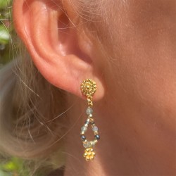 Boucles d'Oreilles pendantes DALYA Or - Aigue Marine & Hématite