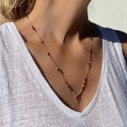 Collier sautoir cordon ajustable fin DINAY doré - Rubellite