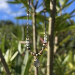 Collier cordon ajustable fin DARYL doré - Labradorite