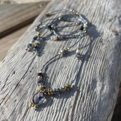 Collier cordon ajustable fin HUGUETTE doré - Agate Bleue