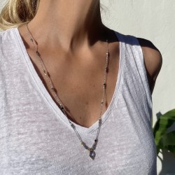 Collier cordon ajustable fin HUGUETTE doré - Agate Bleue