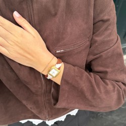 Bracelet de montre imprimé vache, Strap 14 mm Cow Print Leather, or