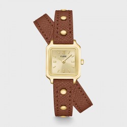 Montre Gracieuse Mini Watch double bracelet cuir nutshell & cadran or - CLUSE
