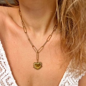 Collier ULYANE chaîne dorée - Pendentif Cœur - Maison 91