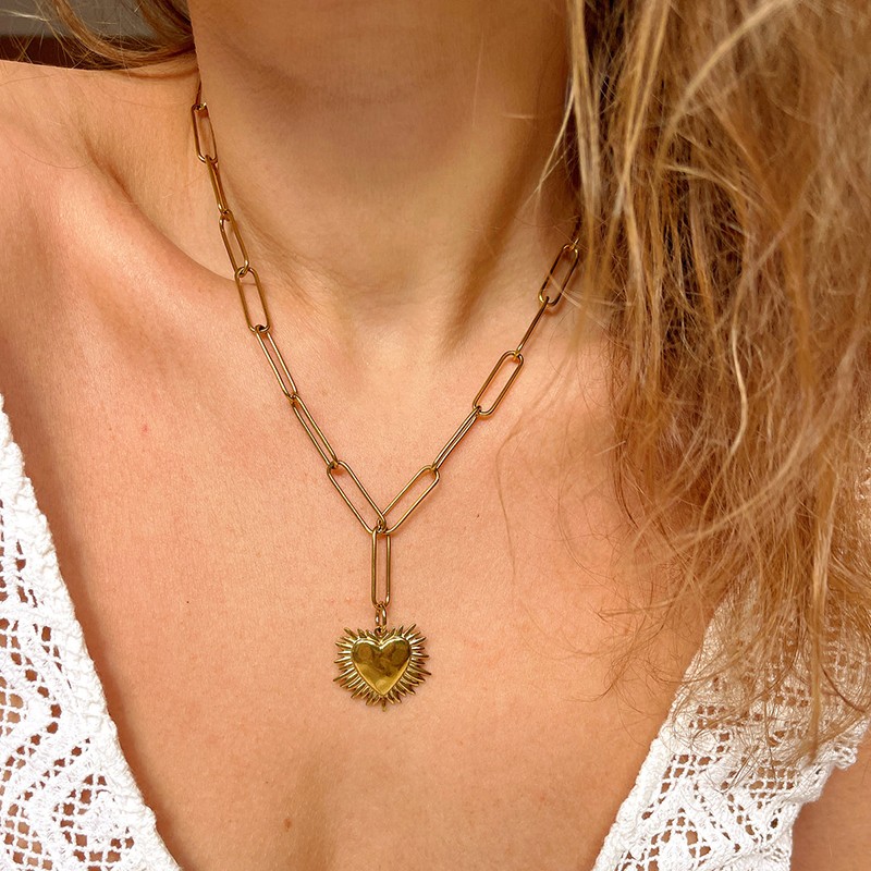 Collier ULYANE chaîne dorée - Pendentif Cœur - Maison 91