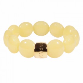 Bracelet élastiqué BOMBOM OLALA BEURRE - Perles pastilles bombées jaune - PARABAYA