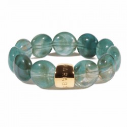 Bracelet élastiqué BOMBOM VELA ETANG - Perles pastilles bombées vert transparent - PARABAYA