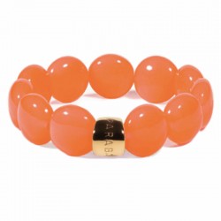 Bracelet élastiqué BOMBOM MACARA LARANJA - Perles pastilles bombées orange - PARABAYA