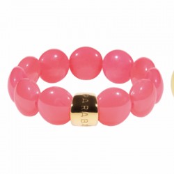 Bracelet élastiqué BOMBOM OLALA PINK - Perles pastilles bombées rose - PARABAYA