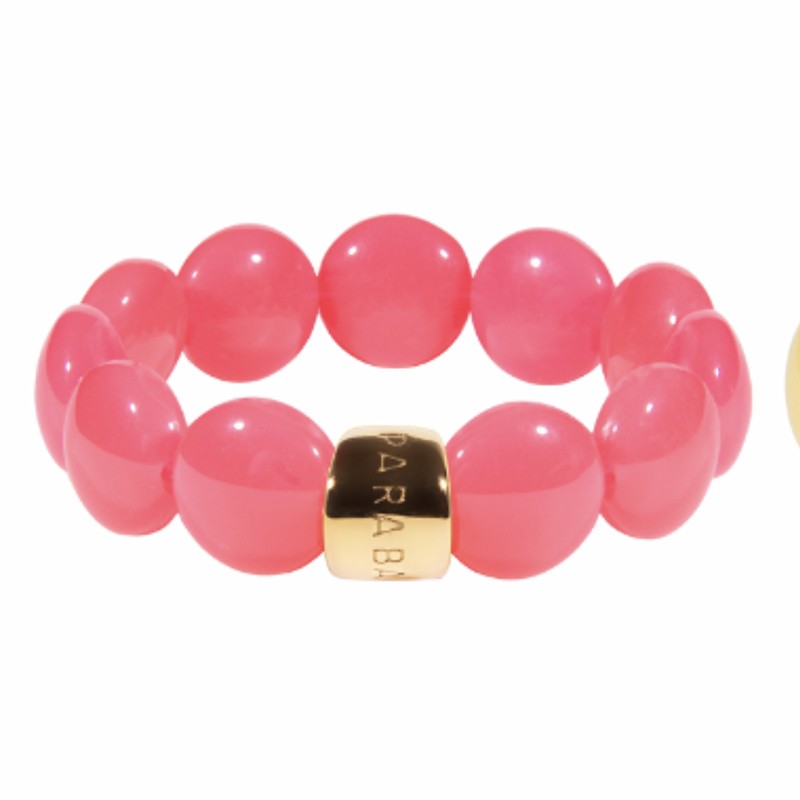 Bracelet élastiqué BOMBOM OLALA PINK - Perles pastilles bombées rose - PARABAYA