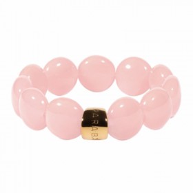 Bracelet élastiqué BOMBOM OLALA ROSSADO - Perles pastilles bombées rose clair - PARABAYA