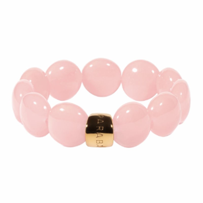 Bracelet élastiqué BOMBOM OLALA ROSSADO - Perles pastilles bombées rose clair - PARABAYA