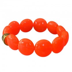 Bracelet élastiqué BOMBOM MACARA LARANJA - Perles pastilles bombées orange