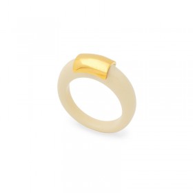 Bague IVORY résine IVOIRE - Décor doré - Lucas jack