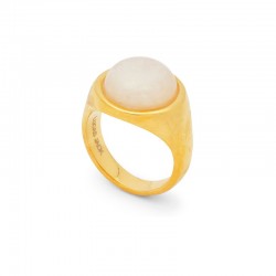 Bague large MOONSTONE résine GOLD - Cabochon Rond Blanc - Lucas Jack