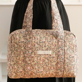 Sac Week-end Harmonie Florale - Vert rose & beige - La P'tite cachottière