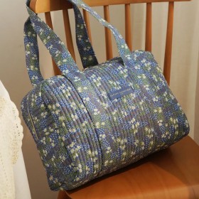 Sac Week-end Harmonie Végétale - Violet bleu vert & blanc - La P'tite Cachotière