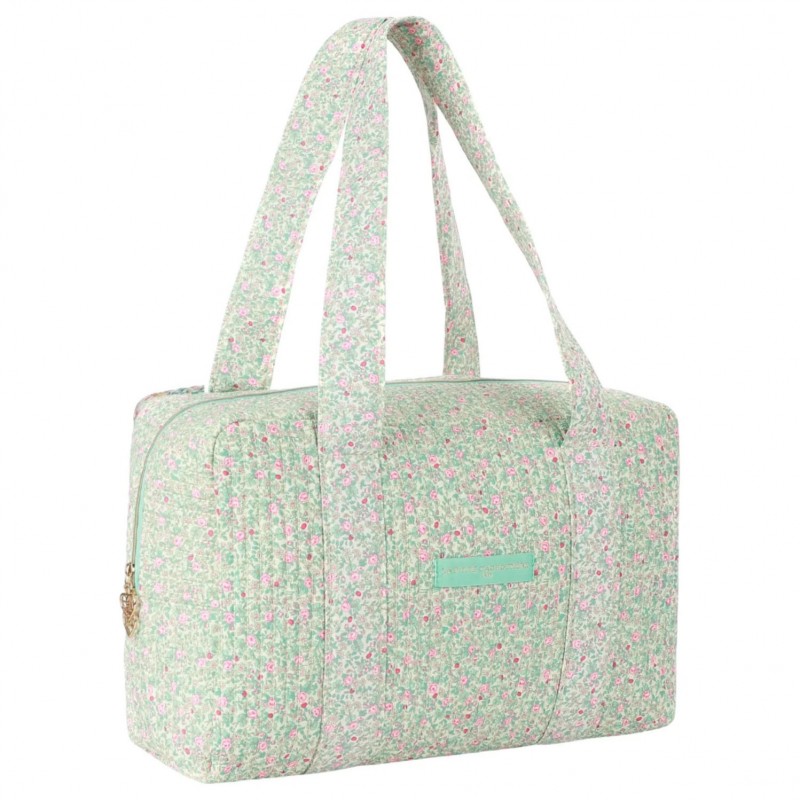 Sac Week-end Prairie Enchantée - Rose vert & blanc - La P'tite cachottière