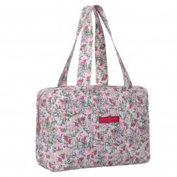 Sac Week-end Floraison Délicate - Rose rouge & vert - La P'tite Cachottière