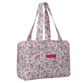Sac Week-end Floraison Délicate - Rose rouge & vert - La P'tite Cachottière