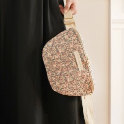 Sac Banane Harmonie Florale - Prune, vert rose & beige - La P'tite Cachottière