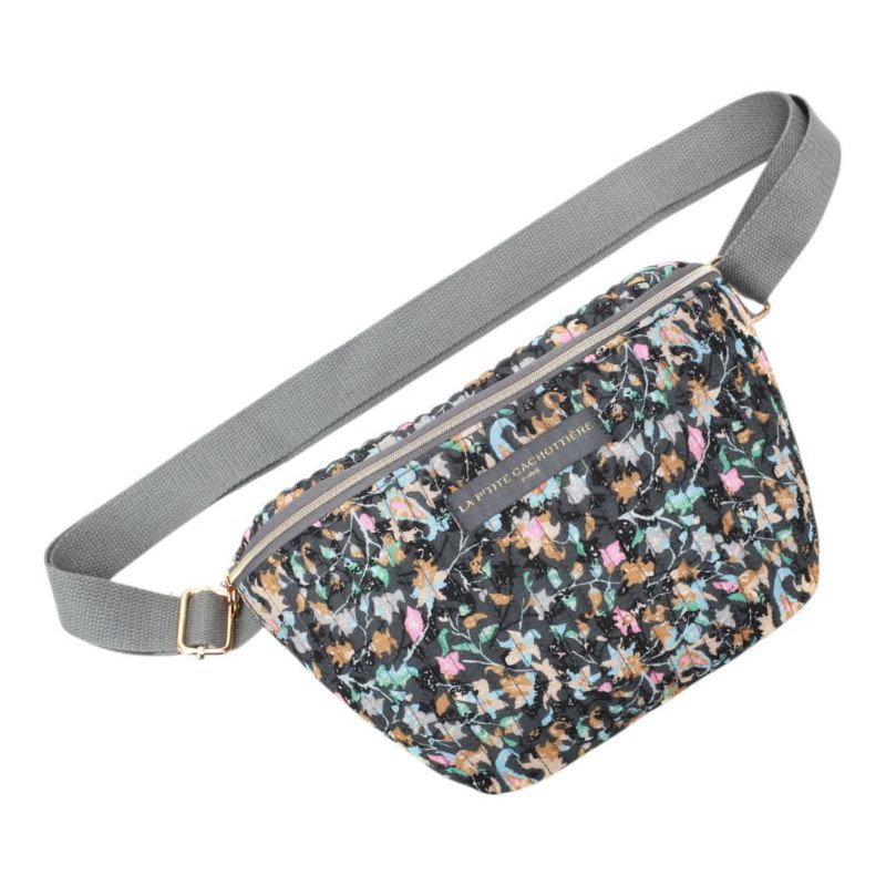 Sac Banane Harmonie Florale Nocturne - Rose bleuu orange & beige