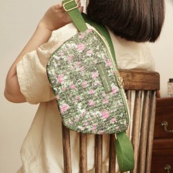 Sac Banane Rosiers De nuit - Vert rose & blanc - La P'tite Cachottière