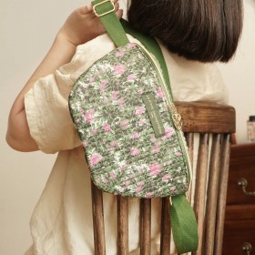 Sac Banane Rosiers De nuit - Vert rose & blanc - La P'tite Cachottière