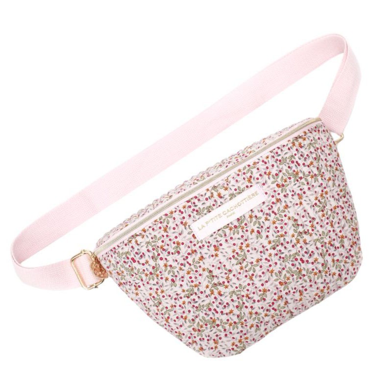 Sac Banane Petites Baies Sauvages - Rose clair framboise vert & moutarde