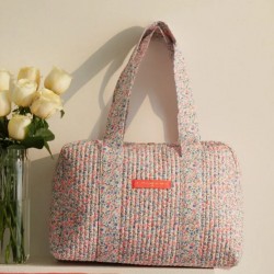 Sac Week-end Confettis Floraux - Bleu crème corail & rose fluo
