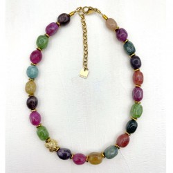 Collier ULAY MULTICOLORE - Pierres semi-précieuses & Hématites dorées