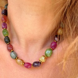 Collier ULAY MULTICOLORE - Pierres semi-précieuses & Hématites dorées - Maison 91