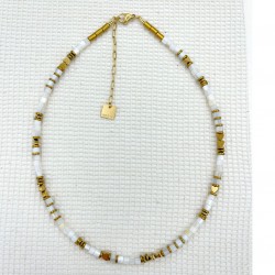 Collier UNYSSE - Coquille d'eau douce & Hématites dorées