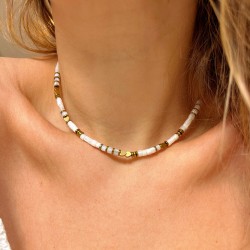 Collier UNYSSE - Coquille d'eau douce & Hématites dorées - Maison 91