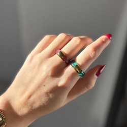 Bague Gold POLISHED INKY VIOLET résine Violette - Décor doré TAILLE 54