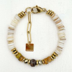 Bracelet URSULE doré - Coquille d'eau douce & Hématite - Maison 91