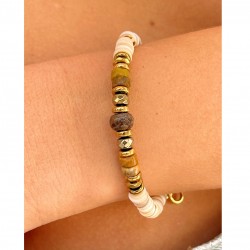 Bracelet URSULE doré - Coquille d'eau douce & Hématite
