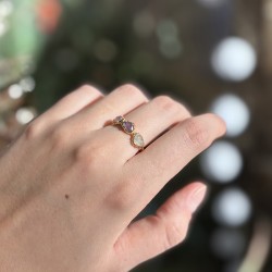 Bague ajustable Or - Trois pierres Tourmalin es