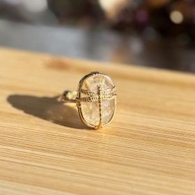 Bague ajustable LIBELLULE Or - Quart rutile - Au Fil de Lo