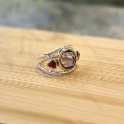 Bague argent doré TRIO - Améthystes TAILLE 52