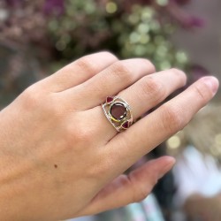 Bague argent doré TRIO - Améthystes TAILLE 52