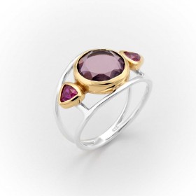 Bague argent doré TRIO - Améthystes - CANYON