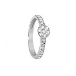 Bague fine Argent FUNKY SOLITAIRE - Anneau & Pavé rond zircons blancs