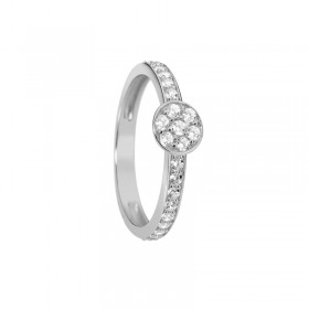 Bague fine Argent FUNKY SOLITAIRE - Anneau & Pavé rond zircons blancs